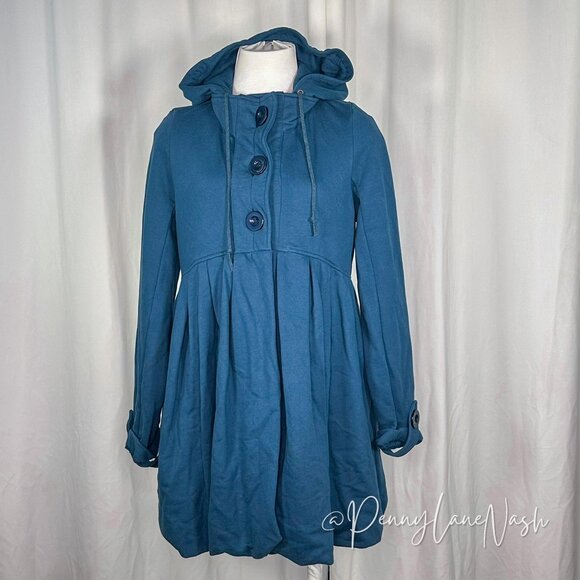 BCBGeneration Jackets & Blazers - NWT BCBGeneration 3 Buttons Hooded Terry Cloth Coat Teal